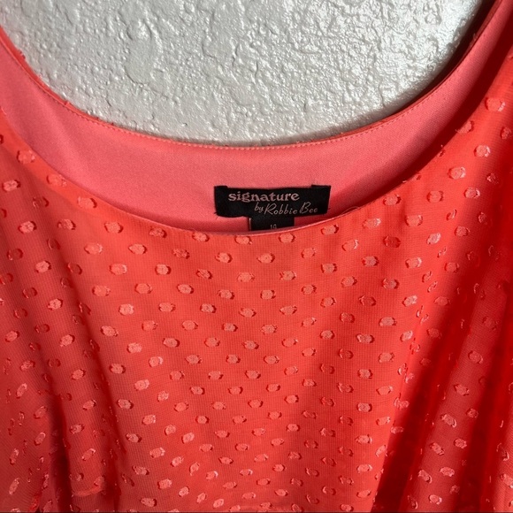 Signature By Robbie Bee Layered Pink/Peach Dress W/polka dot design - Picture 5 of 9